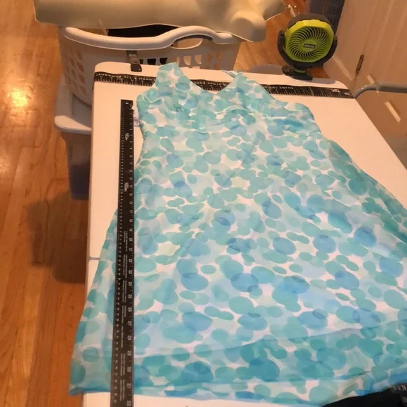 FLP Faith.Love. Fashion size 16 aqua blue & white print halter dress midi length - Picture 10 of 13